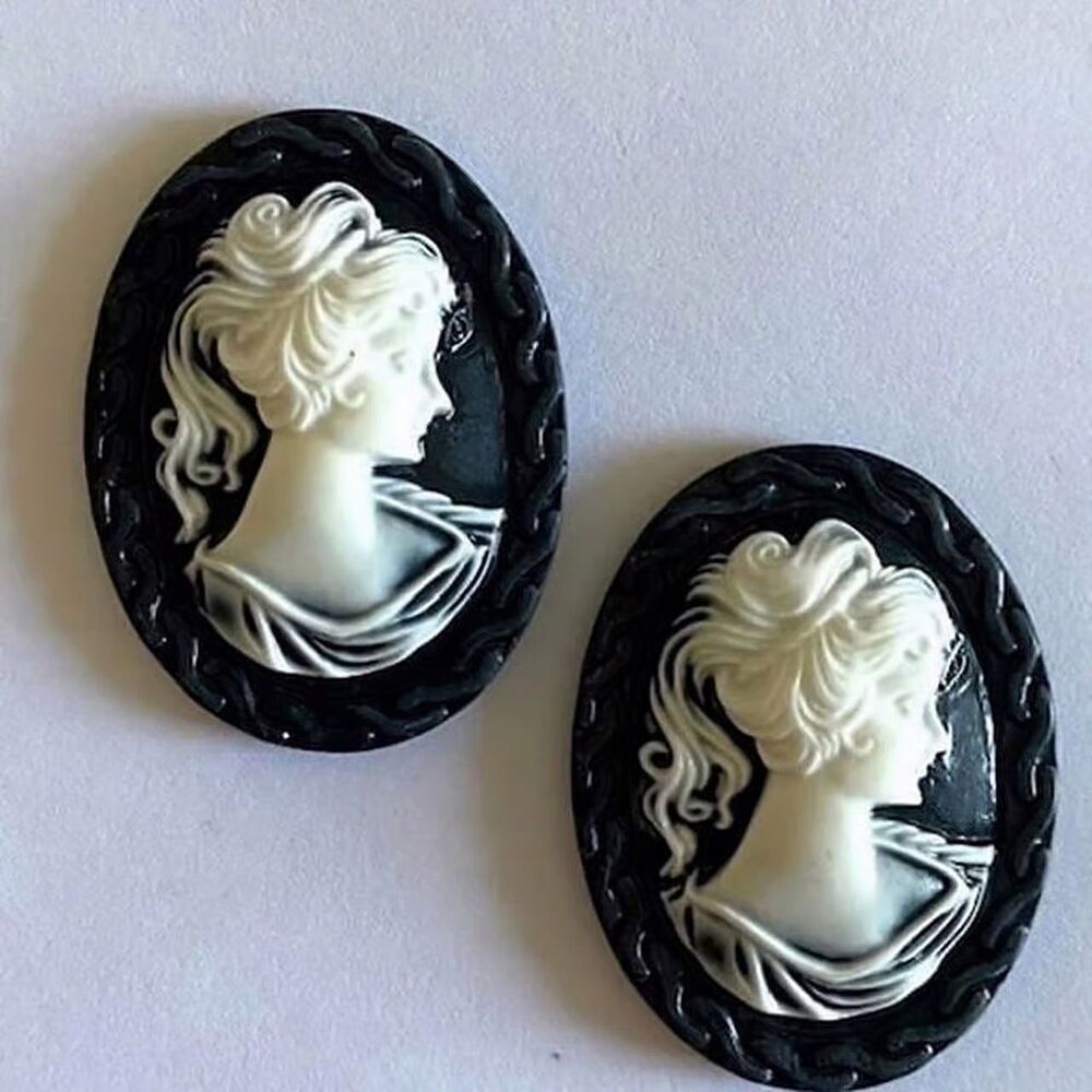 2pcs Beads for Jewelry Making Cameo Resin Flatback Beads #9270
